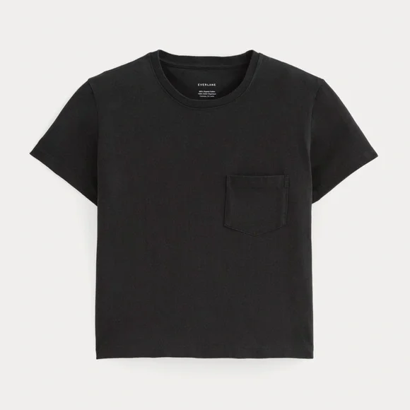 Everlane The Box-Cut Tee in Essential Cotton Black Pocket Tee Basics Large - Picture 2 of 10